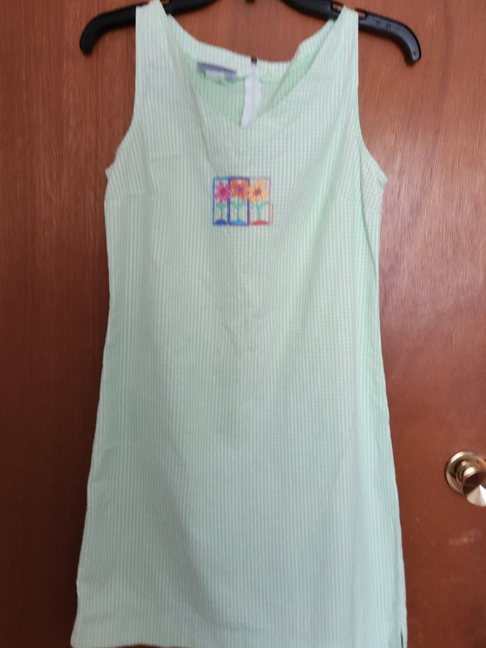 fresh produce Mint Green Mini Dress with Multicolor Floral Embroidery